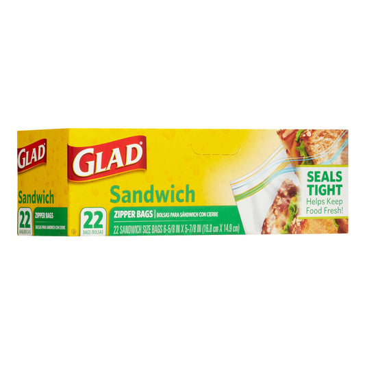 Glad Zipper Bag Sandwich; 22 Count; 12 Per Case