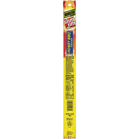 Slim Jim Monster Honey Barbecue Flavored Smoked Meat Snack Sticks; 1.94 Ounces; 18 Per Box; 6 Per Case