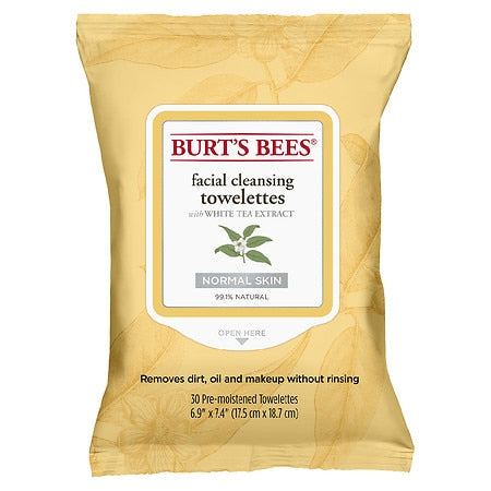Burt's Bees Facial Cleanser Towlettes White Tea Extract; 30 Count; 3 Per Box; 4 Per Case
