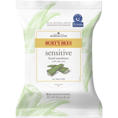Burt's Bees Sensitive Facial Cleanser Towelettes; 30 Count; 3 Per Box; 4 Per Case