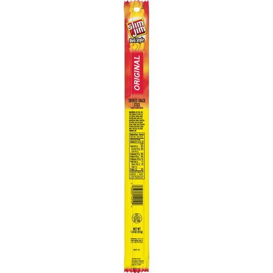 Slim Jim Deli Style Smoked Meat Snack Sticks; 1.8 Ounces; 18 Per Box; 6 Per Case