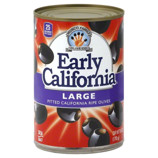 Early California Large Pitted Black Ripe Olives; 6 Ounces; 12 Per Case - High Mart Wholesale