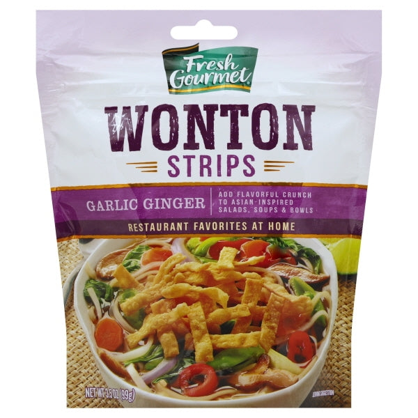Fresh Gourmet Garlic Ginger Wonton Strips Salad Topping Bag; 3.5 Ounce; 9 Per Case - High Mart Wholesale