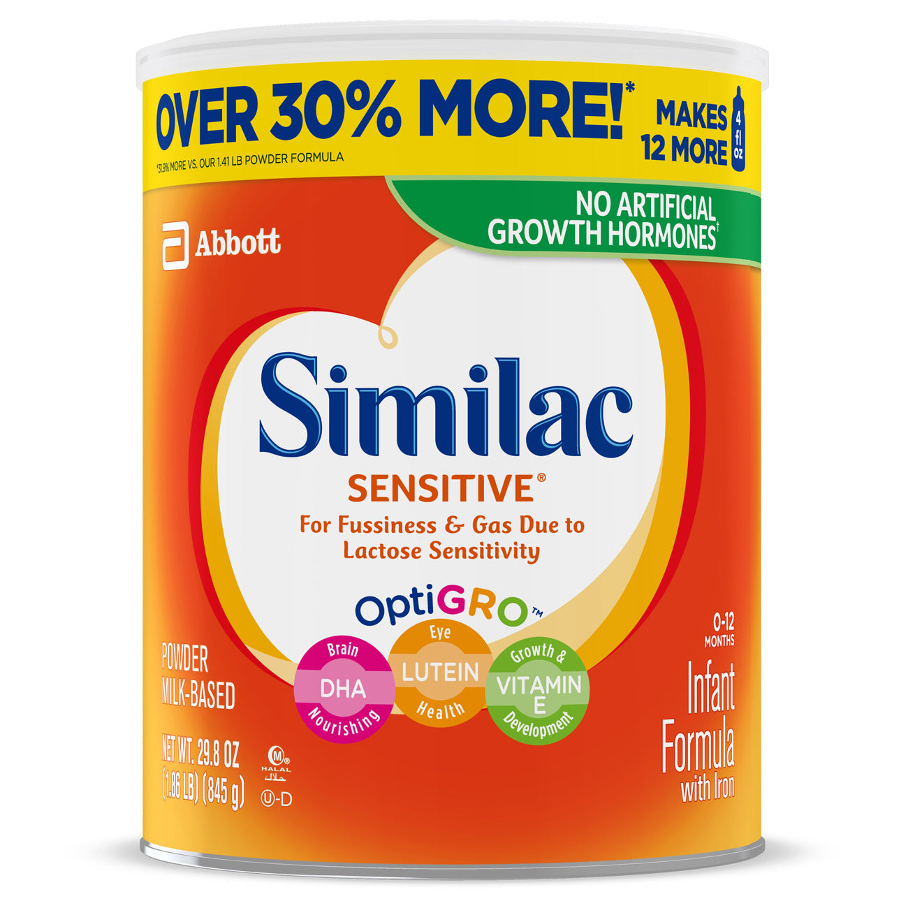 Similac Sensitive Non-Gmo Milk-Based Powder Infant Formula Can With Iron; 1.86 Pound; 6 Per Case - High Mart Wholesale