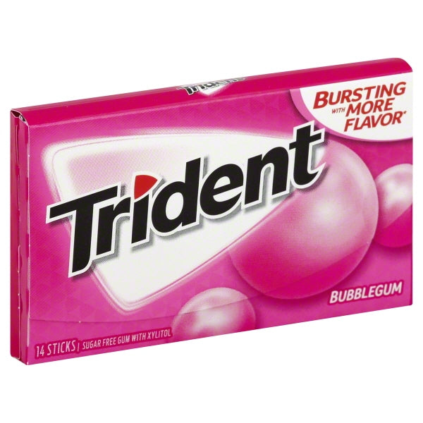 Trident Sugar Free Bubble Gum; 14 Count; 12 Per Box; 12 Per Case