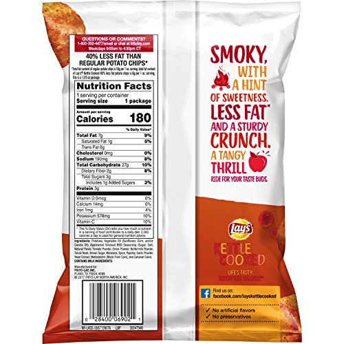 Lay's Kettle Cooked Smoked Barbecue Potato Chips; 1.375 Ounce; 64 Per Case