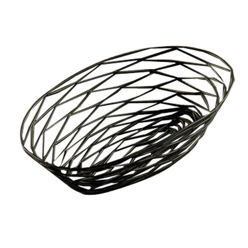 Tablecraft 10 Inch X 7 Inch X 3.25 Inch Oval Black Metal Basket; 6 Each; 1 Per Case - High Mart Wholesale