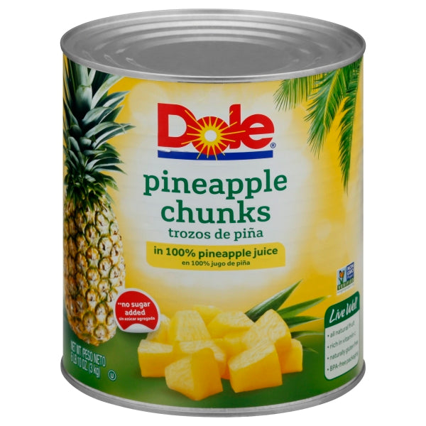 Dole 100% Juice Chunk Pineapple; 106 Ounces; 6 Per Case