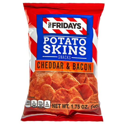 Tgi Friday's Cheddar & Bacon Potato Skins Snack Chips; 1.75 Ounces; 55 Per Case - High Mart Wholesale