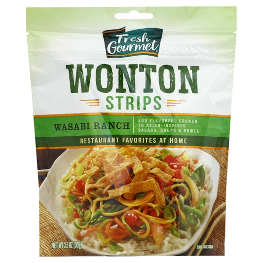 Fresh Gourmet Wasabi Ranch Wonton Strips Salad Topping Bag; 3.5 Ounce; 9 Per Case - High Mart Wholesale