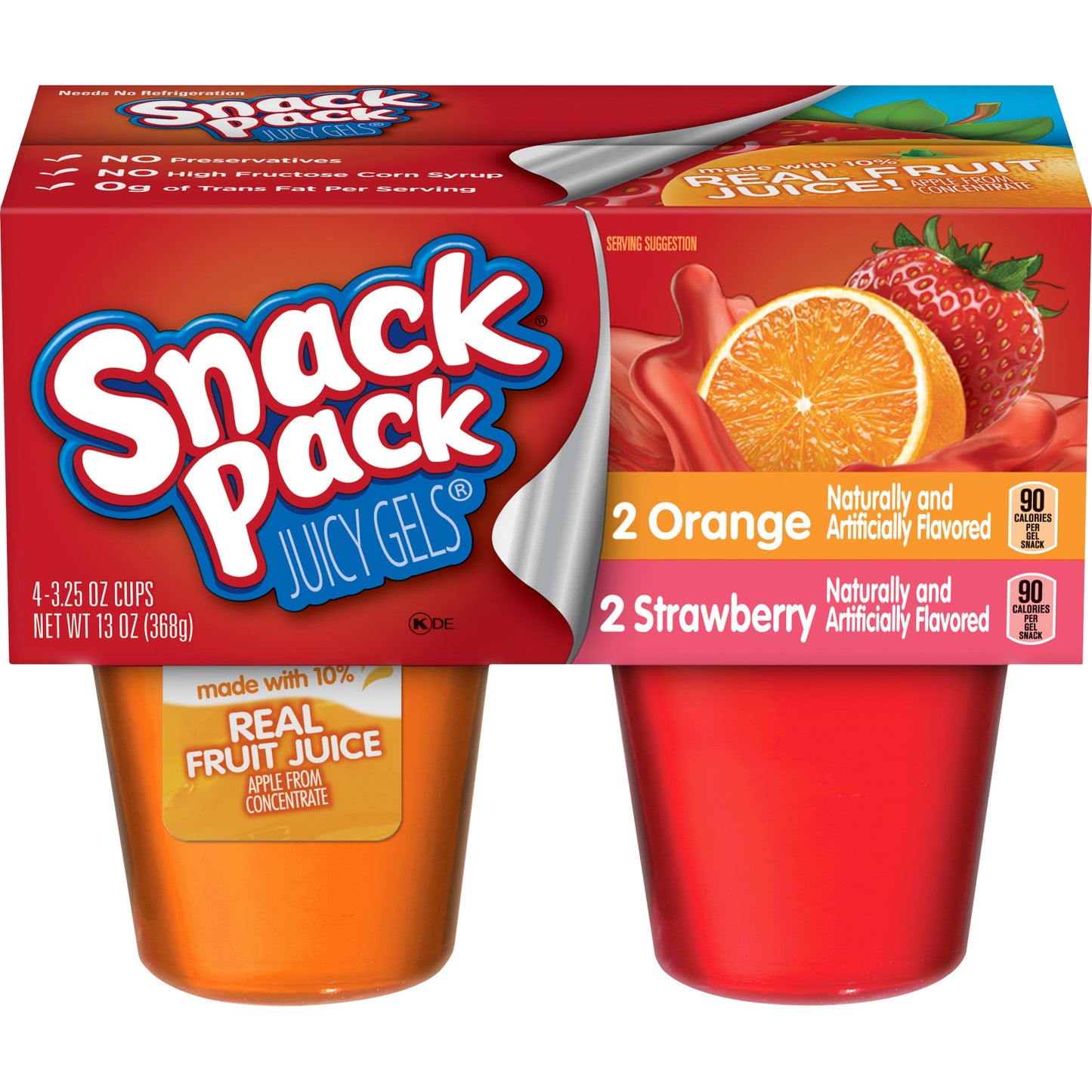 Snack Pack Snack Pack Gelatin Strawberry Orange; 13 Ounces; 12 Per Case