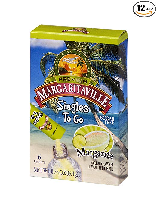 Margaritaville Low Calorie Margarita Cocktail Mixer Drink Singles To Go; 6 Count; 12 Per Case - High Mart Wholesale