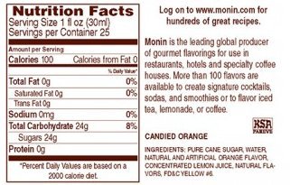 Monin Candied Orange Syrup; 1 Liter; 4 Per Case - High Mart Wholesale