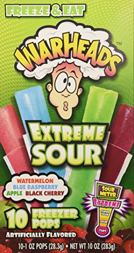 Warheads Watermelon; Blue Raspberry; Apple; And Black Cherry Freezer Pops; 10 Count; 12 Per Case - High Mart Wholesale