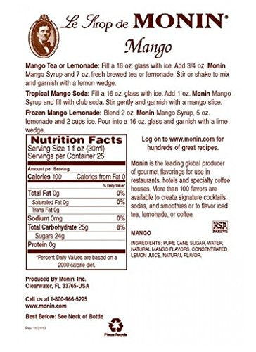 Monin Kosher Mango; 1 Liter; 4 Per Case - High Mart Wholesale