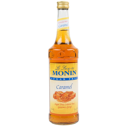 Monin Caramel Sugar Free Flavor Syrup Glass; 750 Milileter; 12 Per Case - High Mart Wholesale