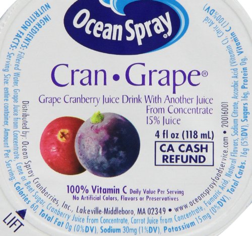 Ocean Spray Cranberry Grape Juice; 4 Fluid Ounces; 48 Per Case