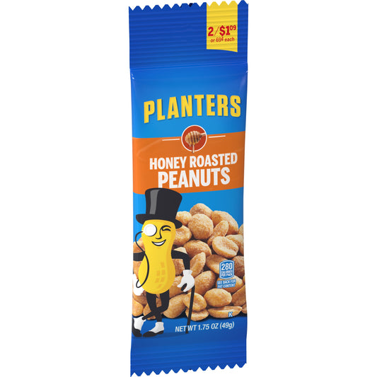 Planters Honey Roasted Peanut Tubes; 1.75 Ounces; 18 Per Box; 6 Per Case