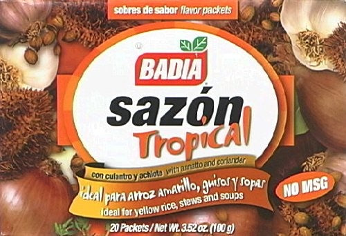 Badia Sazon Tropical With Annato & Coriander; 3.5 Ounces; 15 Per Case