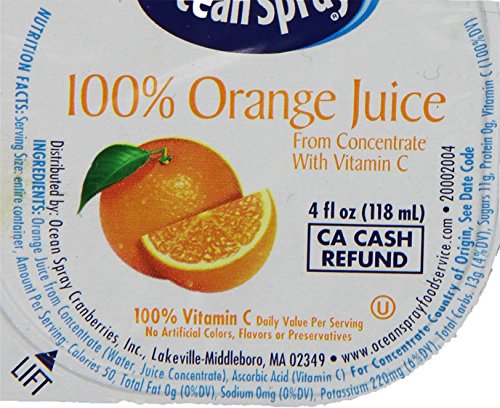 Ocean Spray 100% Orange Juice; 4 Fluid Ounces; 48 Per Case