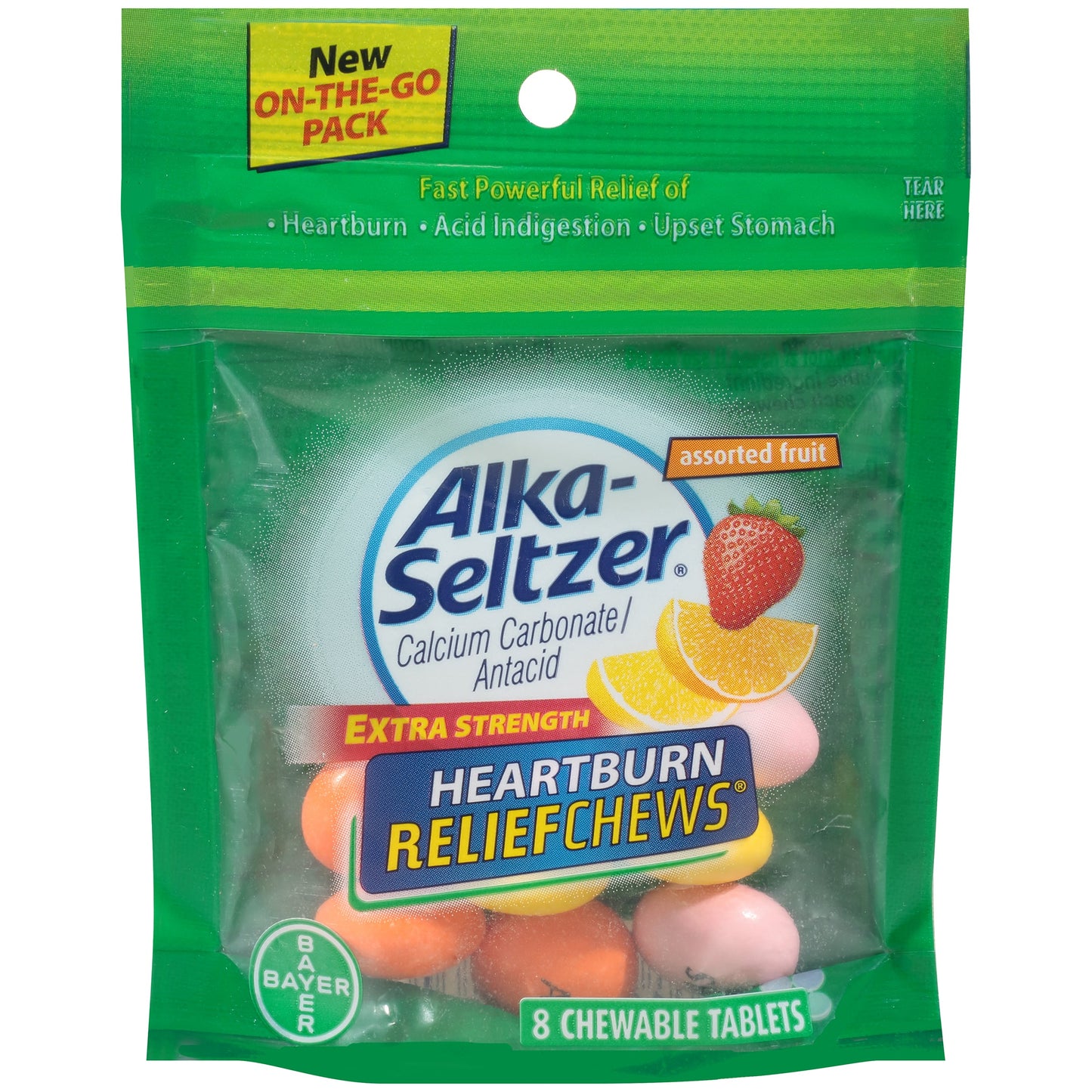 Alka-Seltzer Heartburn Relief Assorted Fruit; 8 Piece; 6 Per Box; 4 Per Case