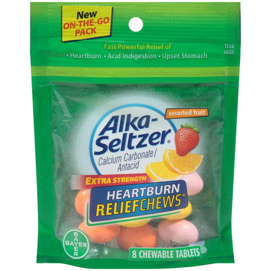 Alka-Seltzer Heartburn Relief Assorted Fruit; 8 Piece; 6 Per Box; 4 Per Case