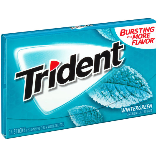 Trident Sugar Free; Wintergreen Gum; 14 Count; 12 Per Box; 12 Per Case