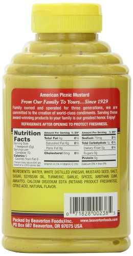 Beaver American Picnic Mustard Bottle; 12.5 Ounce; 6 Per Case - High Mart Wholesale