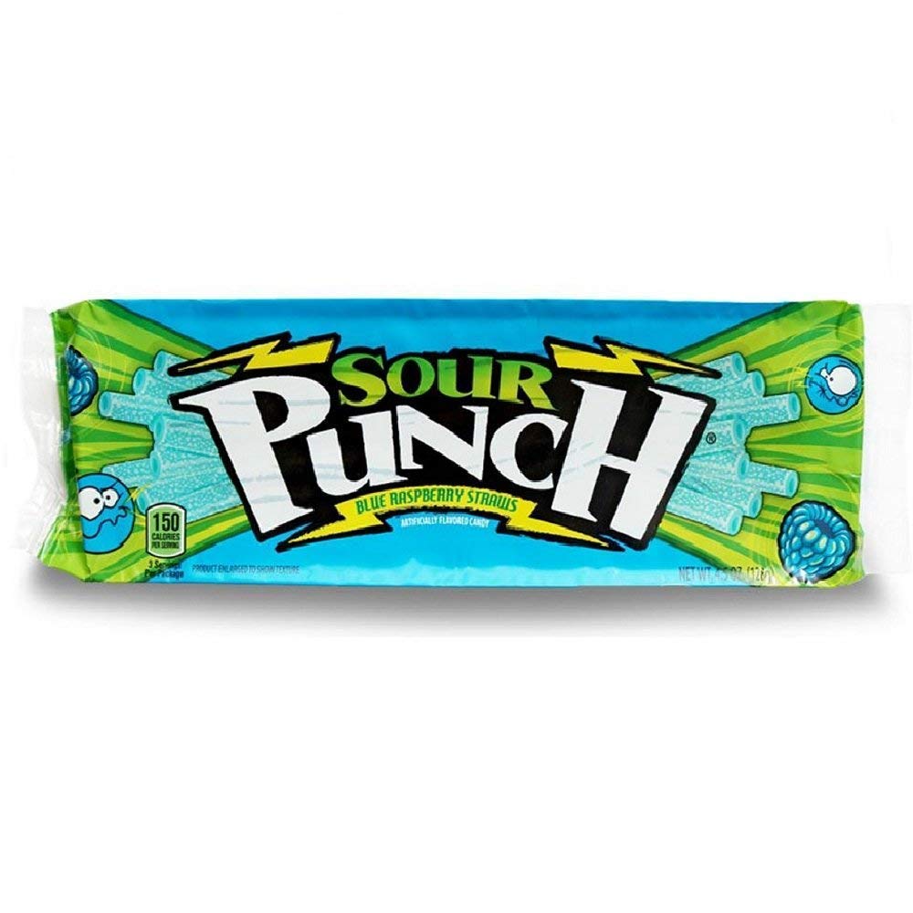 Sour Punch Blue Raspberry Straws; 4.5 Ounces; 24 Per Case - High Mart Wholesale