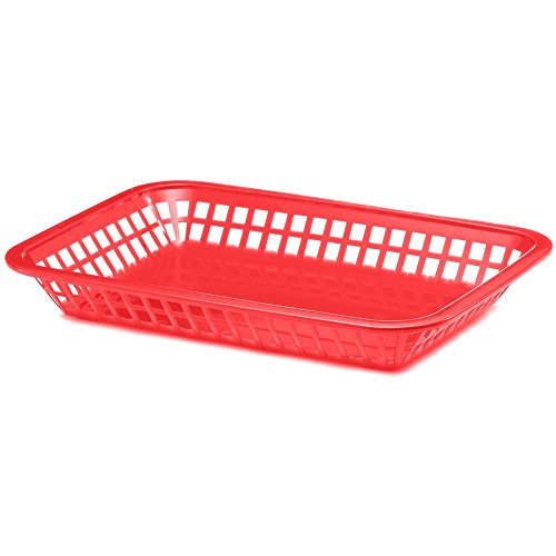 Tablecraft 10.75 Inch X 7.75 Inch X 1.5 Inch Grande Rectangular Red Plastic Basket; 36 Each; 1 Per Case - High Mart Wholesale