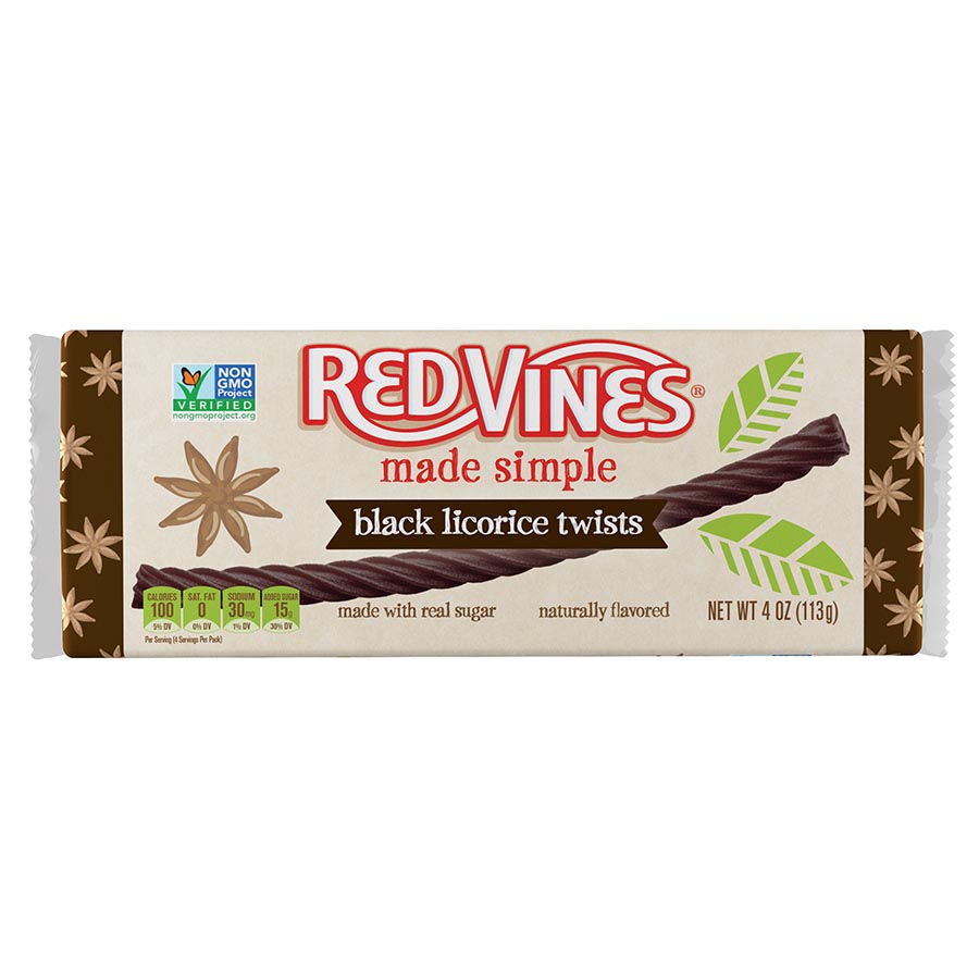 Red Vines Twists Made Simple Black Licorice Case; 4 Ounce; 12 Per Case - High Mart Wholesale