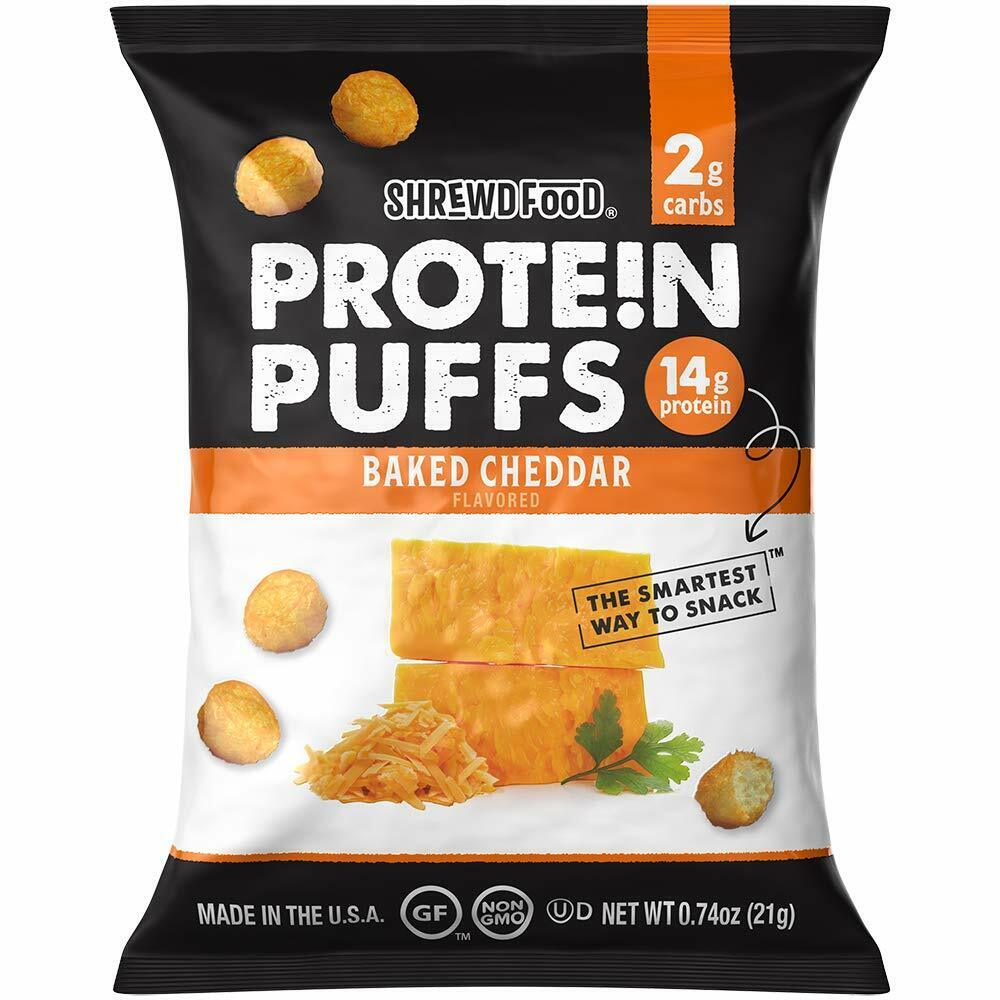 Shrewd Food Baked Cheddar Protein Puffs 8 Count; 0.74 Ounce; 8 Per Case - High Mart Wholesale
