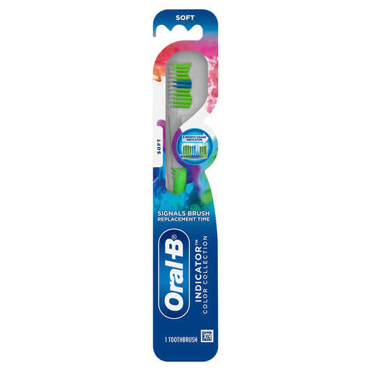 Oral B Indicator Adult Manual Toothbrush Long Handle Soft; 1 Count; 6 Per Box; 12 Per Case