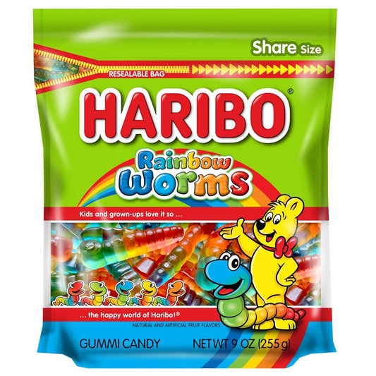 Haribo Of America - Rainbow Worms 9Oz Peg Bag 8X1 Drc; 9 Ounce; 8 Per Case - High Mart Wholesale