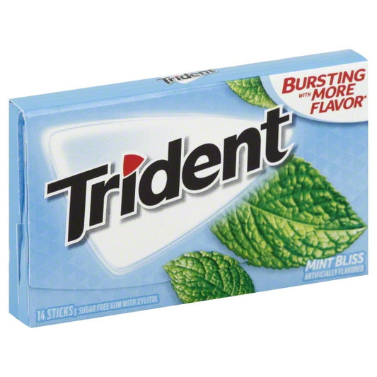 Trident Gluten Free; Sugar Free; Mint Gum; 14 Count; 12 Per Box; 12 Per Case