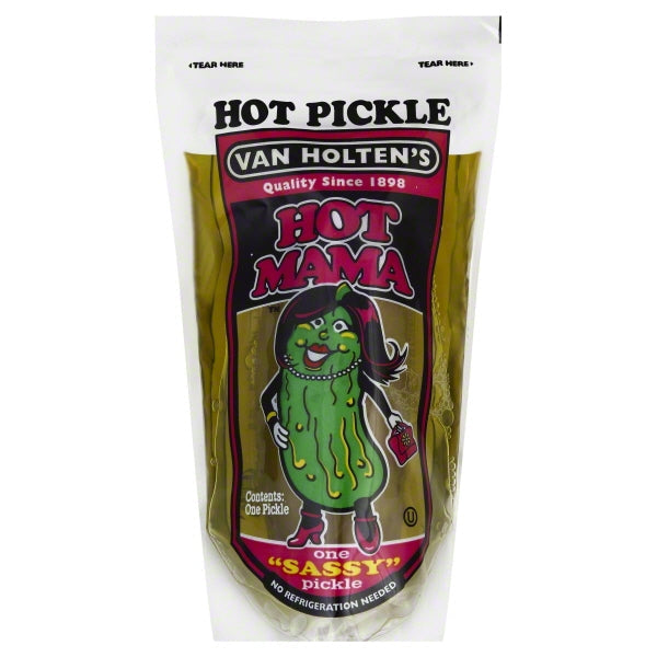 Van Holten's Hot Mama King Size Hot And Spicy Pickle Whole Single Serve Pouch; 1 Each; 12 Per Case