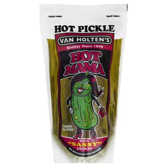 Van Holten's Hot Mama King Size Hot And Spicy Pickle Whole Single Serve Pouch; 1 Each; 12 Per Case