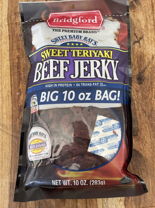 Bridgford Sweet Baby Ray's Teriyaki Beef Jerky; 10 Ounce; 8 Per Case - High Mart Wholesale