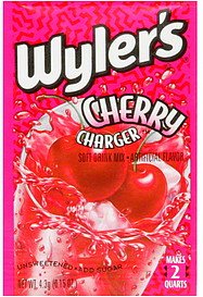 Wyler's Unsweetened Add Sugar Cherry Charger Soft Drink Mix; 2 Quart; 144 Per Case - High Mart Wholesale