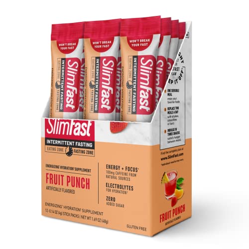 Slimfast Intermittent Fasting Hydration Stick Pack: Fruit Punch 12Sv; 0.11 Pound; 6 Per Case