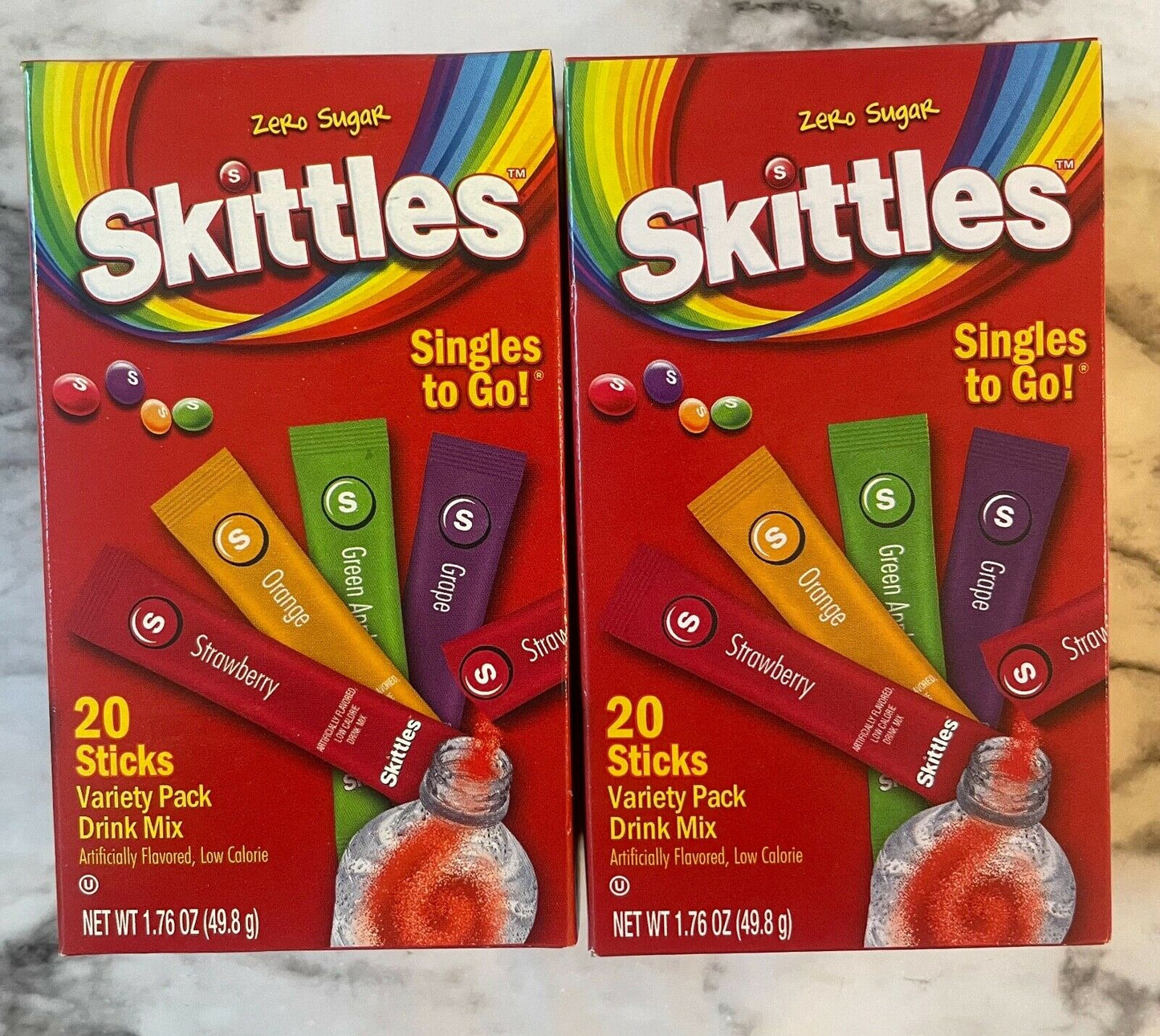 Skittles Drink Mix Strawberry; Orange; Green Apple; And Grape Variety Pack Singles To Go; 20 Count; 6 Per Case - High Mart Wholesale