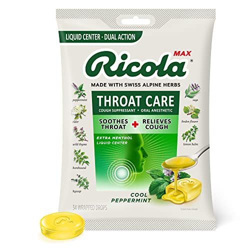 Ricola Max Cool Peppermint Throat Care; 34 Count; 6 Per Box; 6 Per Case