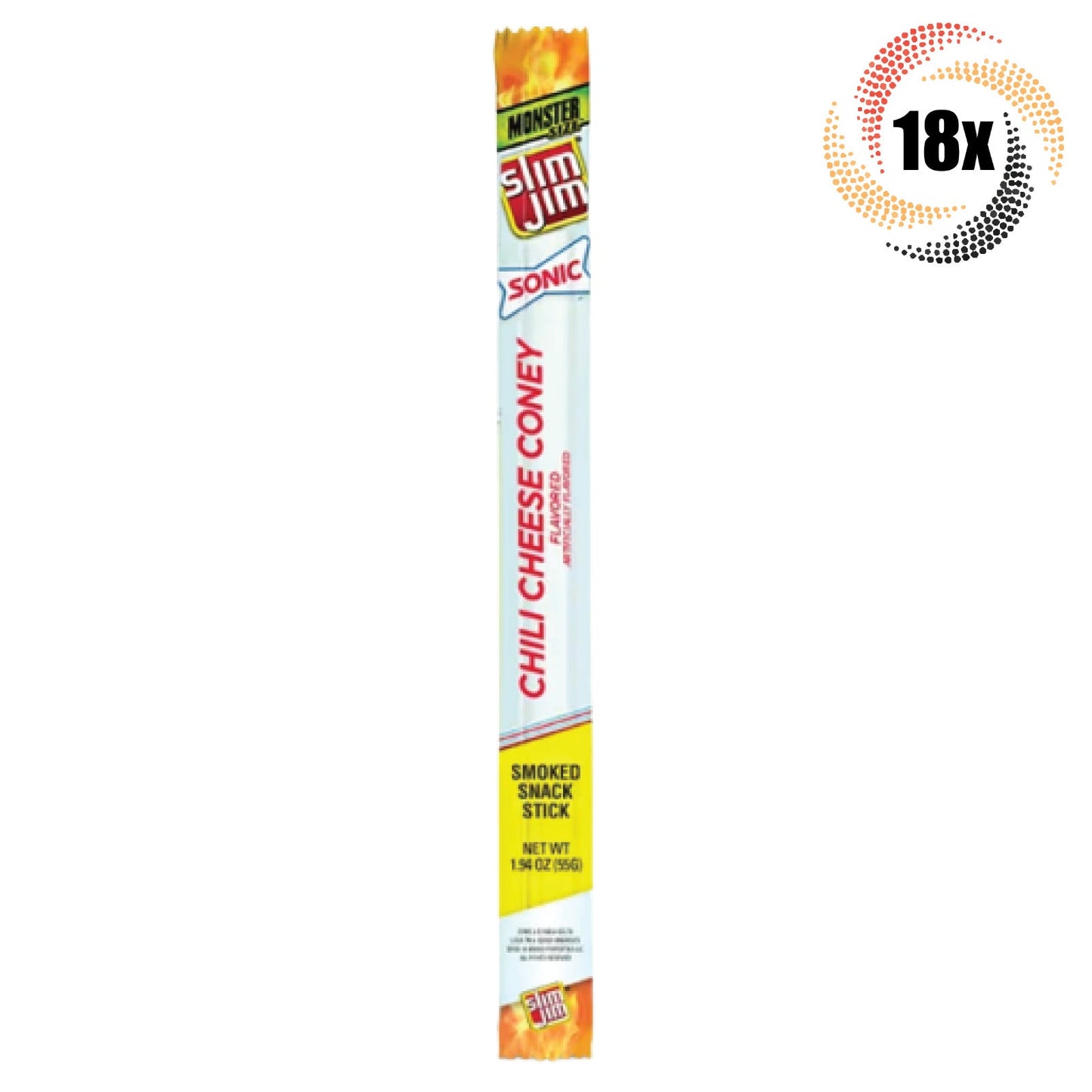 Slim Jim Monster Meat Stick Chili Cheese Coney; 1.94 Ounces; 18 Per Box; 6 Per Case