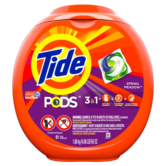 Tide Detergent Liquid Pods Spring Meadow; 81 Count; 1 Per Box; 4 Per Case