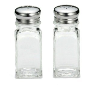 Tablecraft 2 Ounce Square Salt And Pepper Stainless Steel Top Glass Shaker; 24 Each; 1 Per Case - High Mart Wholesale