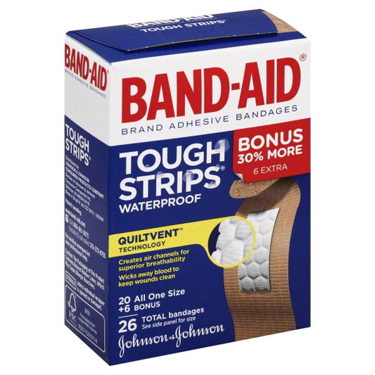 Band Aid Tough Strips Waterproof Bonus Pack; 26 Count; 6 Per Box; 4 Per Case - High Mart Wholesale