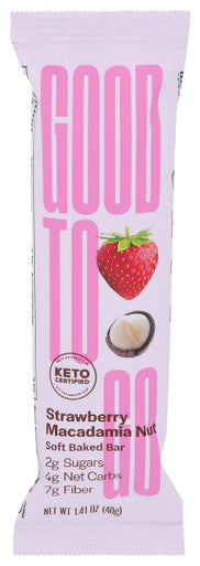 Good To Go Keto Strawberry Macadamia Snack Bars; 1 Count; 9 Per Box; 9 Per Case - High Mart Wholesale