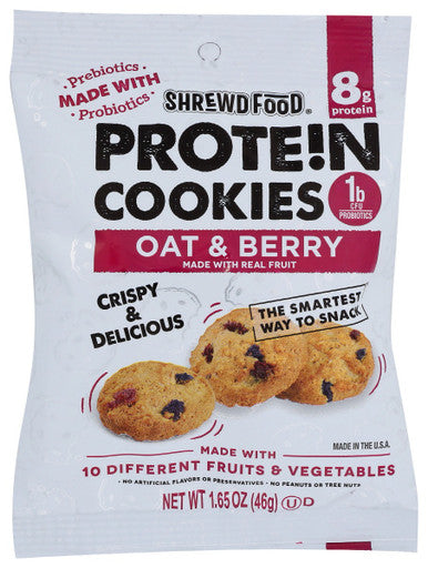 Shrewd Food Oat & Berry Protein Cookies 16 Count; 1.65 Ounce; 8 Per Box; 2 Per Case - High Mart Wholesale