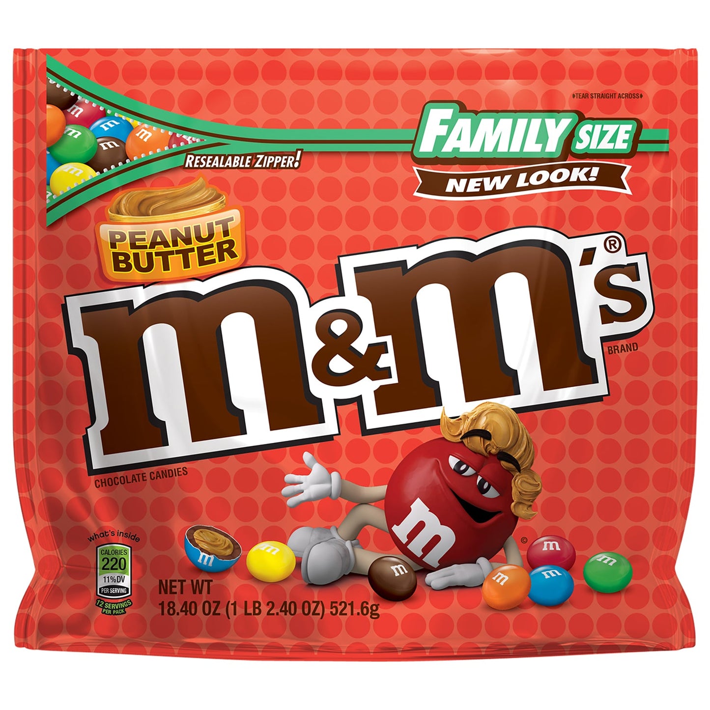 M&M's Peanut Butter Stand Up Pouch; 18.4 Ounces; 8 Per Case