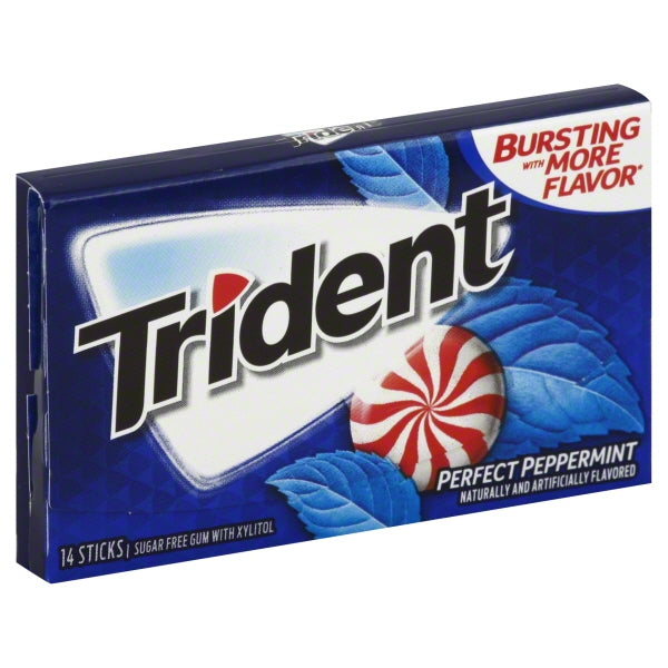 Trident Sugar Free; Peppermint Gum; 14 Count; 12 Per Box; 12 Per Case